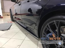 Накладки под пороги (Лезвия, ЧЕРНЫЙ ЛАК) BMW 5-series (G30). Аналог накладок М-порогов (OEM 51192447015 и 51192447016)-3